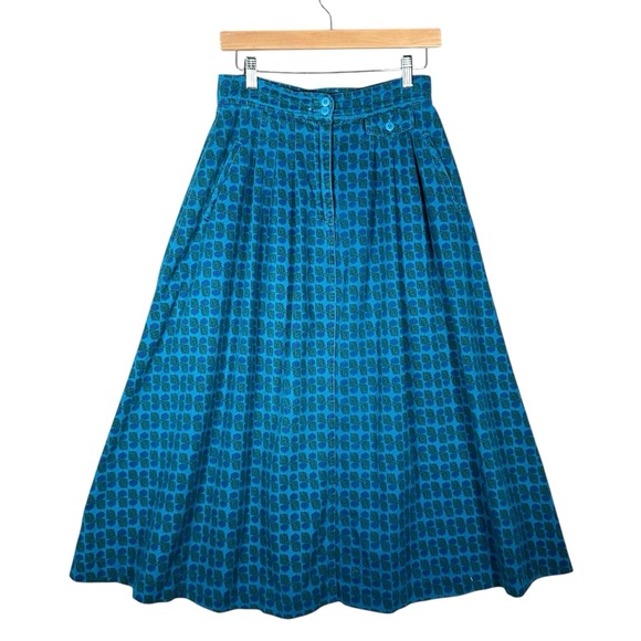 Vintage Dresses & Skirts - VINTAGE Beet Print Flated Cottagecore Midi Flare Skirt